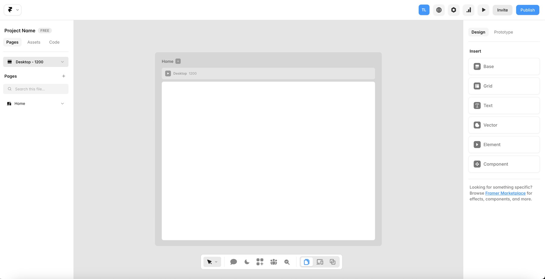 Framer's editor after the redesign