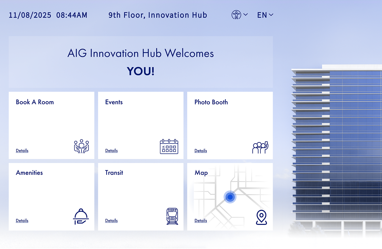 AIG Innovation Hub dashboard screen